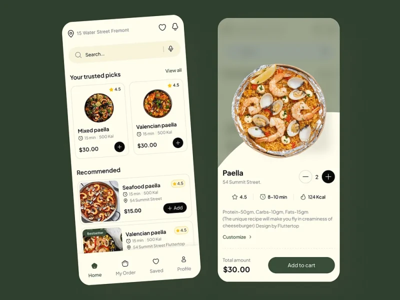 تطبيقات الطعام والمطاعم — تصميم #1202